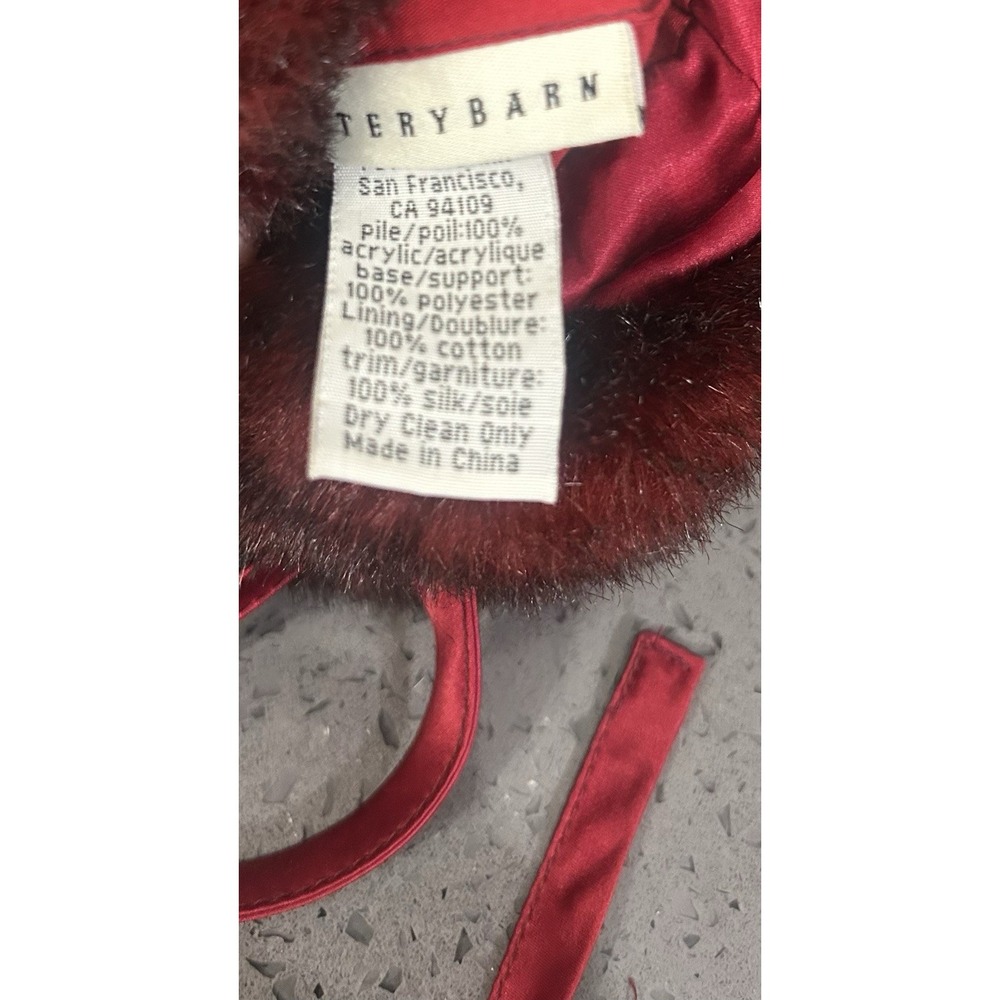 Burgundy Red Faux Fur Wine Bottle Bag Pottery Barn - w/ Silk Ties‎ Gift - Picture 6 of 6